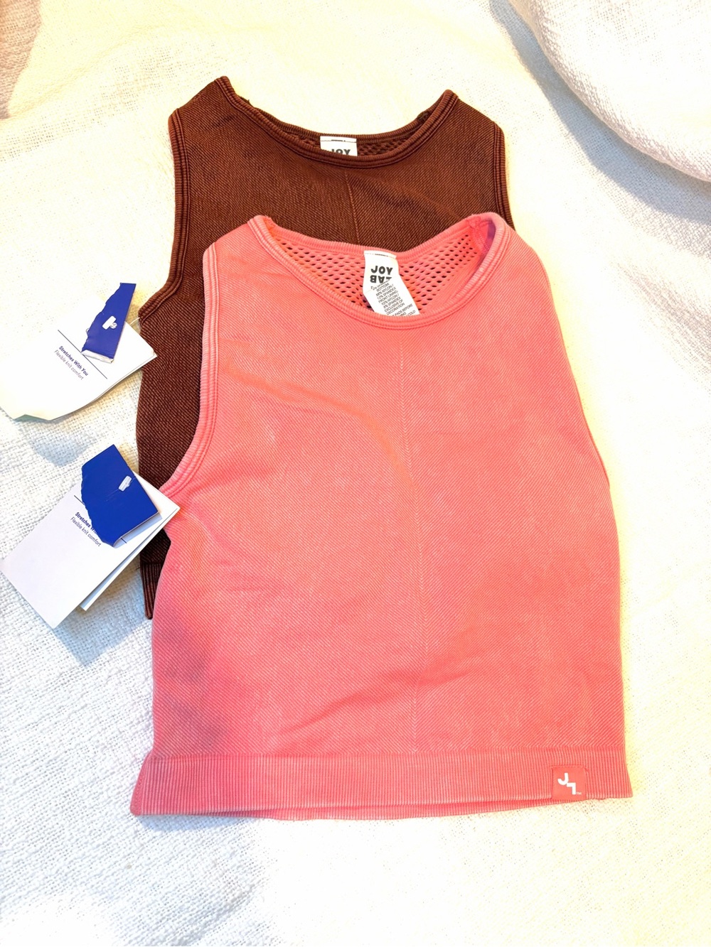 Set of 2 JoyLab Tank Tops - Coral Pink Ribbed Tank  & Brown Tank New